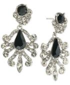 Abs By Allen Schwartz Silver-tone Contrast Crystal Earrings