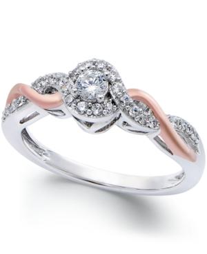 Diamond Twist Promise Ring (1/5 Ct. T.w.) In 14k White Gold And Rose Gold
