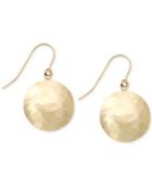 Hammered Disc Drop Earrings In 14k Gold