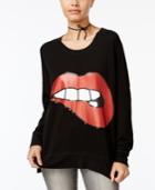 Rampage Juniors' Lips Oversized Graphic Sweatshirt