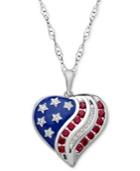 Sterling Silver Necklace, Ruby (3/4 Ct. T.w.) And Diamond Accent Flag Heart Pendant
