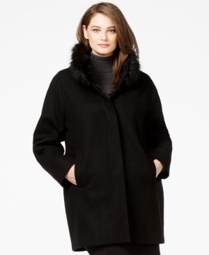 Jones New York Plus Size Faux-fur-collar Coat