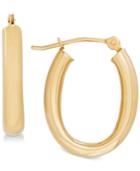 Polished Tube Oval Hoop Earrings In 10k Gold