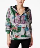 Adidas Originals Floral-print Half-zip Windbreaker