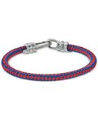 Esquire Men's Jewelry Blue And Red Woven Bracelet In Stainless Steel, Only At Macy's