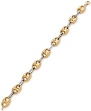Two-tone Mariner Link Chain Bracelet In 14k Gold & White Gold