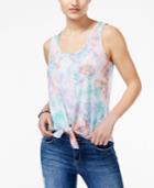 Rebellious One Juniors' Printed Tie-front Tank Top