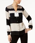Alfani V-neck Striped Blouse, Only At Macy's