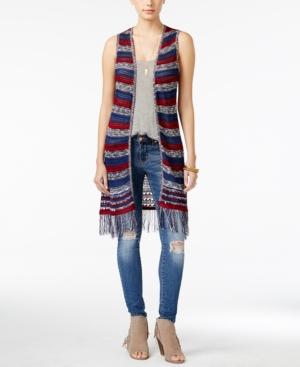 American Rag Striped Fringe Open-knit Sweater Vest, Only At Macy's