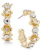 Charter Club Gold-tone Crystal Floral Hoop Earrings, Only At Macy's