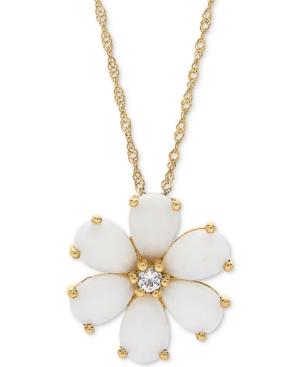 Opal (1-1/2 Ct. T.w.) & White Topaz Accent Flower 18 Pendant Necklace In 14k Gold
