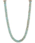 Anne Klein Gold-tone Blue Beaded Collar Necklace