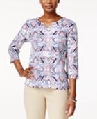 Alfred Dunner Embellished Split-neck T-shirt