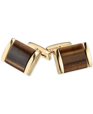 Men's Tiger's Eye Cuff Links In Gold Tone Ion-plated Stainless Steel
