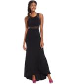 Morgan & Company Juniors' Beaded Illusion Pleated High-low Gown