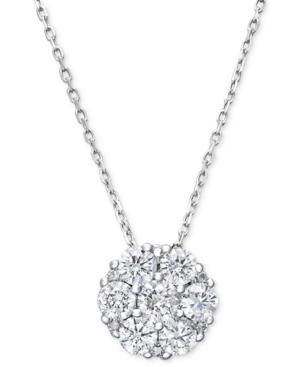 Diamond Flower Cluster Pendant Necklace In 14k White Gold (1 Ct. T.w.)