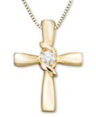 Sirena 14k Gold Diamond Cross Pendant (1/10 Ct. T.w.)