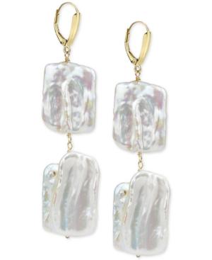 Cultured Baroque Freshwater Pearl (17mm & 20mm) Earrings In 14k Gold