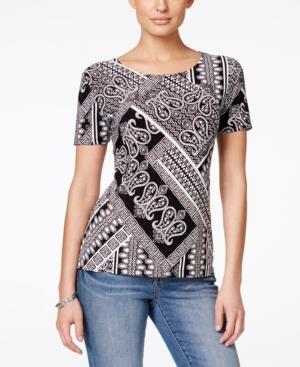 Jm Collection Jacquard Blouse, Tapestry Print