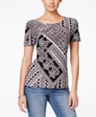 Jm Collection Jacquard Blouse, Tapestry Print