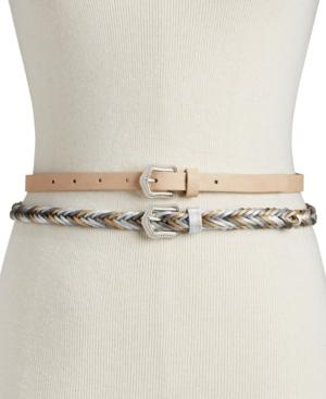 I.n.c. 2-for-1 Solid & Braided Skinny Belts, Created For Macy's