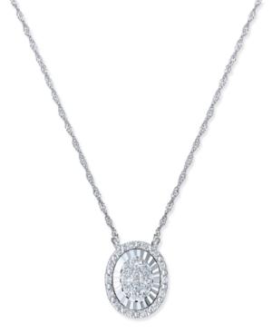 Diamond Cluster Oval Miracle Plate Pendant Necklace (1/4 Ct. T.w.) In 14k White Gold