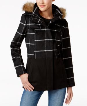 Celebrity Pink Juniors' Mixed-media Checked Coat