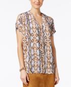 Alfani Prima Tribal-print Cold-shoulder Blouse, Only At Macy's