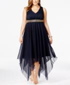 Betsy & Adam Plus Size Embellished High-low Cocktail Dress