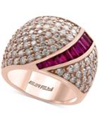 Amore By Effy Certified Ruby (1 Ct. T.w.) And Diamond (2-1/2 Ct. T.w.) Ring In 14k Rose Gold
