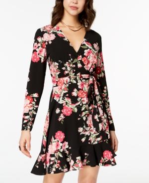 B Darlin Juniors' Printed Wrap Dress