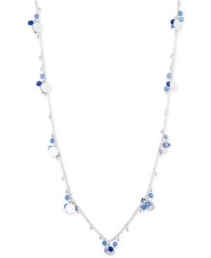 Nine West Silver-tone Shaky Bead And Disc Long Necklace