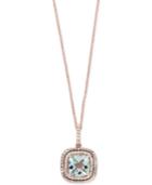 Final Call By Effy Aquamarine (1-3/4 Ct. T.w.) & Diamond (1/4 Ct. T.w.) Pendant Necklace In 14k Rose Gold