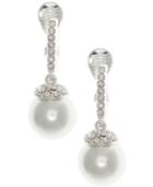 Givenchy Silver-tone Imitation Pearl And Pave Clip-on Drop Earrings