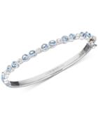 Givenchy Silver-tone Blue And Clear Crystal Hinged Bangle Bracelet