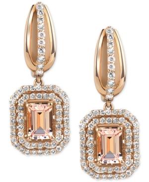 Morganite (2 Ct. T.w.) And Diamond (3/4 Ct. T.w.) Drop Earrings In 14k Rose Gold