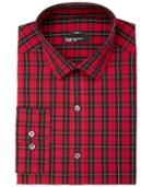 Bar Iii Men's Slim-fit Stretch Easy-care Red Black Macleod Dress Tartan Dress Shirt, Created For Macy's