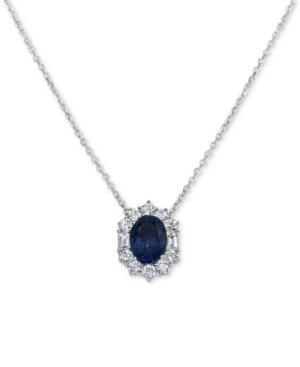 Sapphire (1-1/2 Ct. T.w.) & Diamond (5/8 Ct. T.w.) Pendant Necklace In 14k White Gold