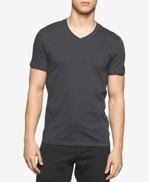 Calvin Klein Men's Feeder-striped V-neck Cotton T-shirt