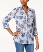 Jm Collection Printed Crinkled Shirt, Created For Macy's