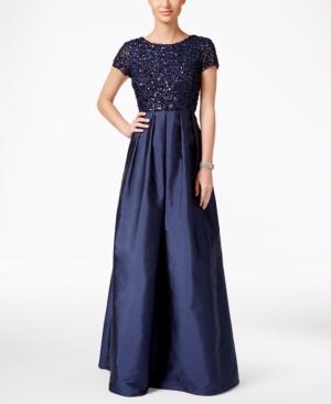 Adrianna Papell Beaded Scoop-back A-line Gown