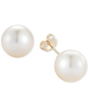 Cultured White South Sea Pearl Stud Earrings (11mm) In 14k Gold