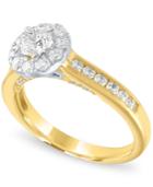 Diamond Two-tone Halo Engagement Ring (1 Ct. T.w.) In 14k Gold And White Gold