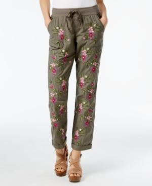 Inc International Concepts Embroidered Cuffed Drawstring Pants, Only At Macy's