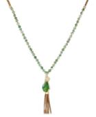 Inc International Concepts Gold-tone Green Bead Fringe Charm Necklace, Only At Macy's