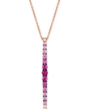 Le Vian Strawberry Layer Cake Multi-gemstone Vertical Bar 18 Pendant Necklace (1-1/2 Ct. T.w.) In 14k Rose Gold