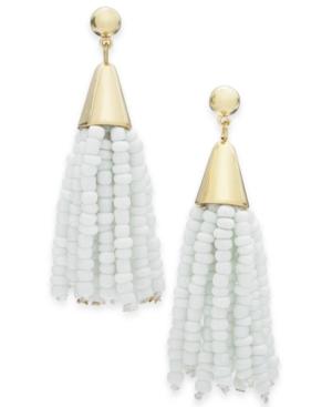 I.n.c. Gold-tone Crystal & Stone Circle Triple Drop Earrings, Created For Macy's