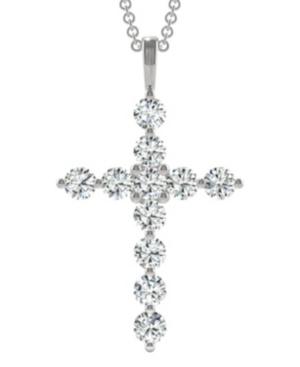 Moissanite Large Cross Pendant (1-1/10 Ct. T.w. Diamond Equivalent) In 14k White Gold
