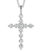 Moissanite Large Cross Pendant (1-1/10 Ct. T.w. Diamond Equivalent) In 14k White Gold