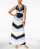 Ny Collection Embellished Chevron-print Maxi Dress